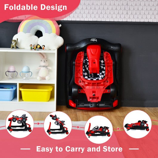 4-in-1 Foldable Activity Push Walker with Adjustable Height-Red
