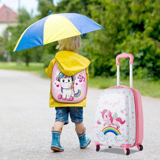 2 Pcs Kids Luggage Set 12" Backpack and 16" Kid Carry on Suitcase with Wheels