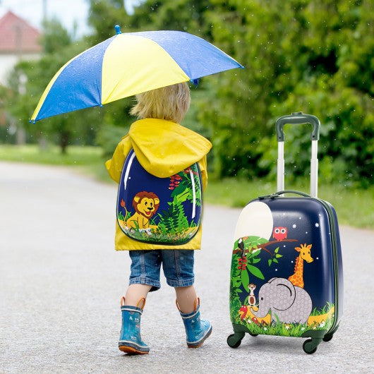 2 Pieces 12" and 16" Kids Carry on Suitcase Rolling Backpack School Luggage Set