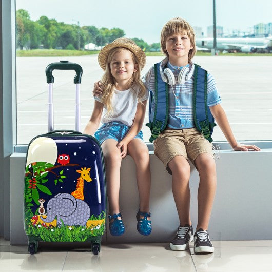 2 Pieces 12" and 16" Kids Carry on Suitcase Rolling Backpack School Luggage Set