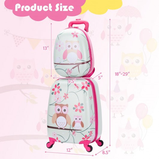 2 pcs 12" 16" Green ABS Kids Suitcase Luggage Set