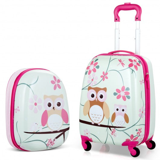 2 pcs 12" 16" Green ABS Kids Suitcase Luggage Set
