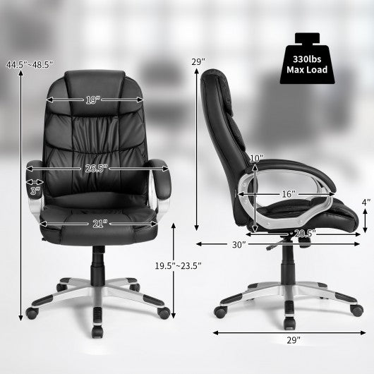 Ergonomic Office High Back Leather Adjustable Chair -Black