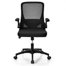 Swivel Mesh Office Chair with Foldable Backrest and Flip-Up Arms-Black