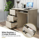 3-Drawer Computer Desk with Keyboard Tray-Oak