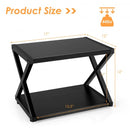 Desktop Printer Stand 2 Tiers Storage Shelves with Anti-Skid Pads Black