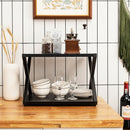 Desktop Printer Stand 2 Tiers Storage Shelves with Anti-Skid Pads Black