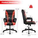 Swivel PU Leather Office Gaming Chair with Padded Armrest-Red