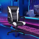 Swivel PU Leather Office Gaming Chair with Padded Armrest-White