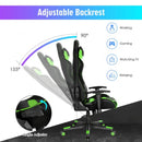 Adjustable Swivel Gaming Chair with LED Lights and Remote-Green
