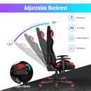 Adjustable Swivel Gaming Chair with LED Lights and Remote-Red