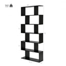 6 Tier S-Shaped Bookshelf Storage Display Bookcase Decor Z-Shelf -Black