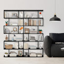 6 Tier S-Shaped Bookshelf Storage Display Bookcase Decor Z-Shelf -Black
