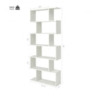 6 Tier S-Shaped Bookshelf Storage Display Bookcase Decor Z-Shelf -White