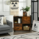 Mobile File Cabinet with Lateral Printer Stand and Storage Shelves -Brown