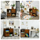 Mobile File Cabinet with Lateral Printer Stand and Storage Shelves -Brown