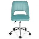 Adjustable Velvet Accent Swivel Vanity Office Chair with Chrome Base-Green