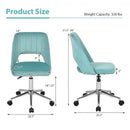 Adjustable Velvet Accent Swivel Vanity Office Chair with Chrome Base-Green
