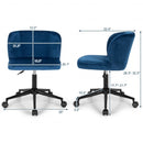 Armless Adjustable Swivel Velvet Home Office Leisure Vanity Chair-Blue