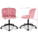 Armless Adjustable Swivel Velvet Home Office Leisure Vanity Chair-Pink