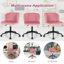 Armless Adjustable Swivel Velvet Home Office Leisure Vanity Chair-Pink