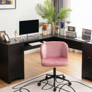 Armless Adjustable Swivel Velvet Home Office Leisure Vanity Chair-Pink