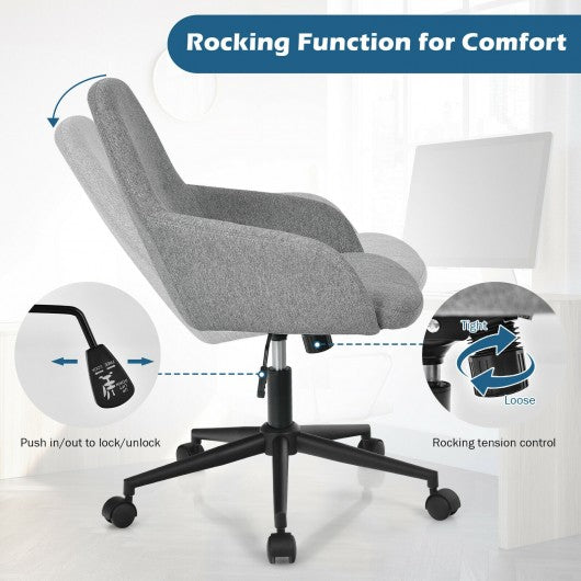 Linen Accent Adjustable Rolling Swivel Home Office Chair with Armrest-Gray