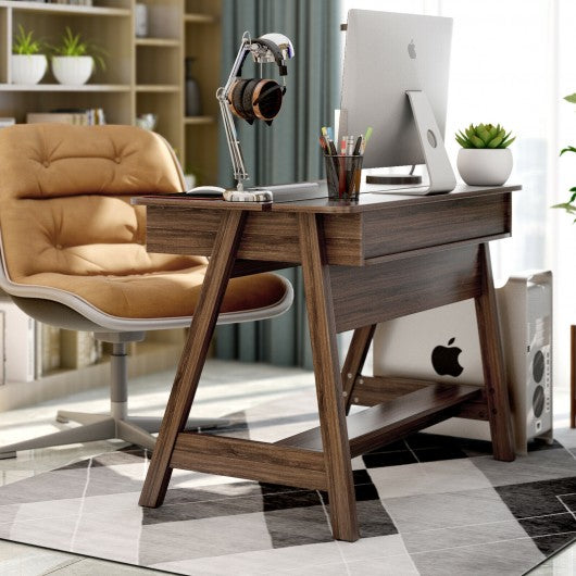 Computer Desk Home Office Writing Workstation with Flip Top Compartment