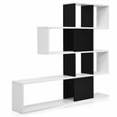 5-Tier Bookshelf Corner Ladder Bookcase with Storage Rack-Black & White