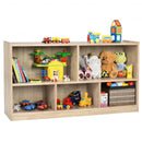 Kids 2-Shelf Bookcase 5-Cube Wood Toy Storage Cabinet Organizer-Natural