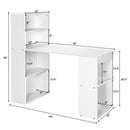 Computer Desk Writing Workstation Office with 6-Tier Storage Shelves-White