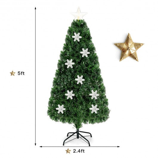 LED Optic Artificial Christmas Tree with Snowflakes-5'