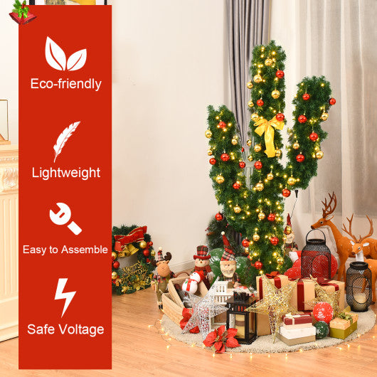5' Artificial Cactus Christmas Tree with Lights-5 ft