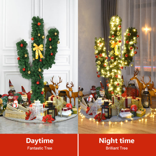 5' Artificial Cactus Christmas Tree with Lights-5 ft