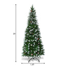 5 - 6 - 7.5 Feet Artificial Pencil Christmas Tree with Pine Cones