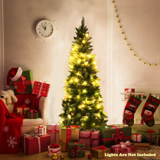 5 - 6 - 7.5 Feet Artificial Pencil Christmas Tree with Pine Cones