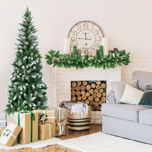5 - 6 - 7.5 Feet Artificial Pencil Christmas Tree with Pine Cones