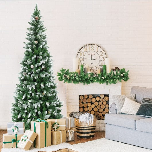 5 - 6 - 7.5 Feet Artificial Pencil Christmas Tree with Pine Cones
