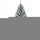 6 Feet Artificial Snow Decorated Flocked Hinged Christmas Tree with Metal Stand