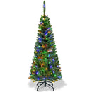 4.5 ft Pre-Lit Premium Hinged Artificial Fir Pencil Christmas Tree with LED Lights-Multicolor