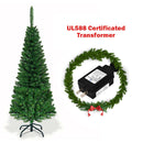 4.5 ft Pre-Lit Premium Hinged Artificial Fir Pencil Christmas Tree with LED Lights-Multicolor