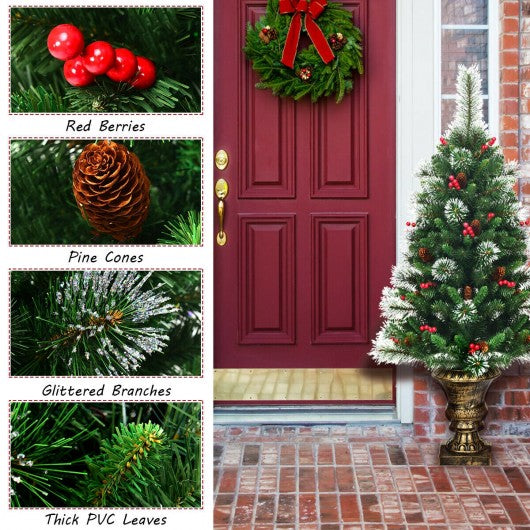 4 Feet Snowy Christmas Entrance Tree