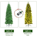 7 Feet PVC Hinged Pre-lit Artificial Fir Pencil Christmas Tree with 150 Warm White UL-listed Lights-7 ft