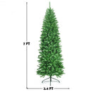 7 Feet PVC Hinged Pre-lit Artificial Fir Pencil Christmas Tree with 150 Warm White UL-listed Lights-7 ft