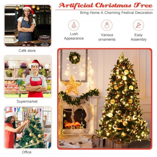 Artificial Christmas Tree with Ornaments and Pre-Lit Lights