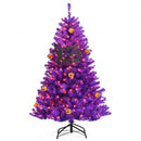 Artificial Prelit Purple Halloween Tree with Orange Lights and Pumpkin Ornaments-5'