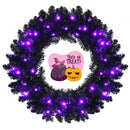 24 Inch Pre-lit Halloween Wreath with 35 Purple LED Lights