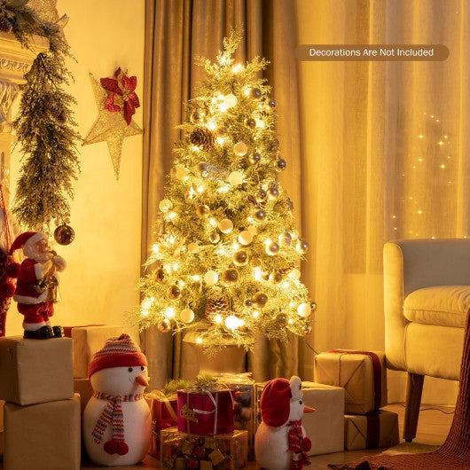 4 Feet Artificial Pre-Lit Christmas Tree with Pine Cones