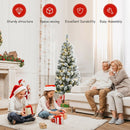 5 Feet Pre-Lit Hinged Christmas Tree Snow Flocked with 9 Modes Remote Control Lights