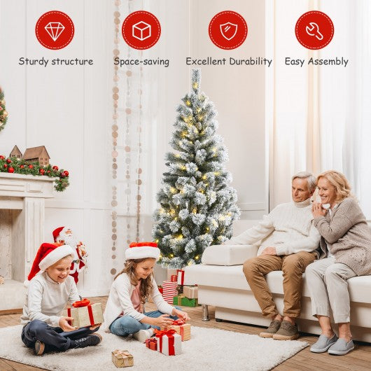 Pre-Lit Hinged Christmas Tree with Remote Control Lights-6'